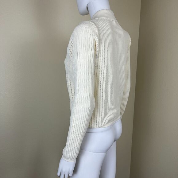Rag & Bone Women Size M Ivory Vivi Pointelle Knit Polo Sweater Top Minimalist - Picture 15 of 15